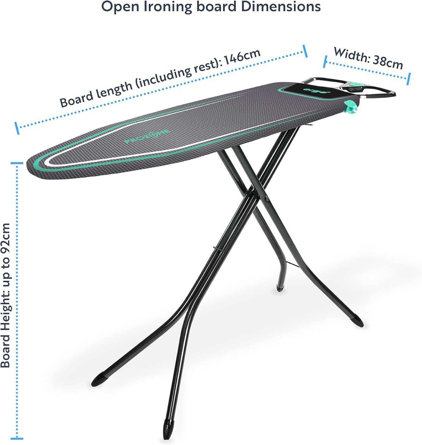 Detalle de Minky Ergo Mint Prozone Ironing Board, Black – 122 x 38cm (Amazon Exclusive)