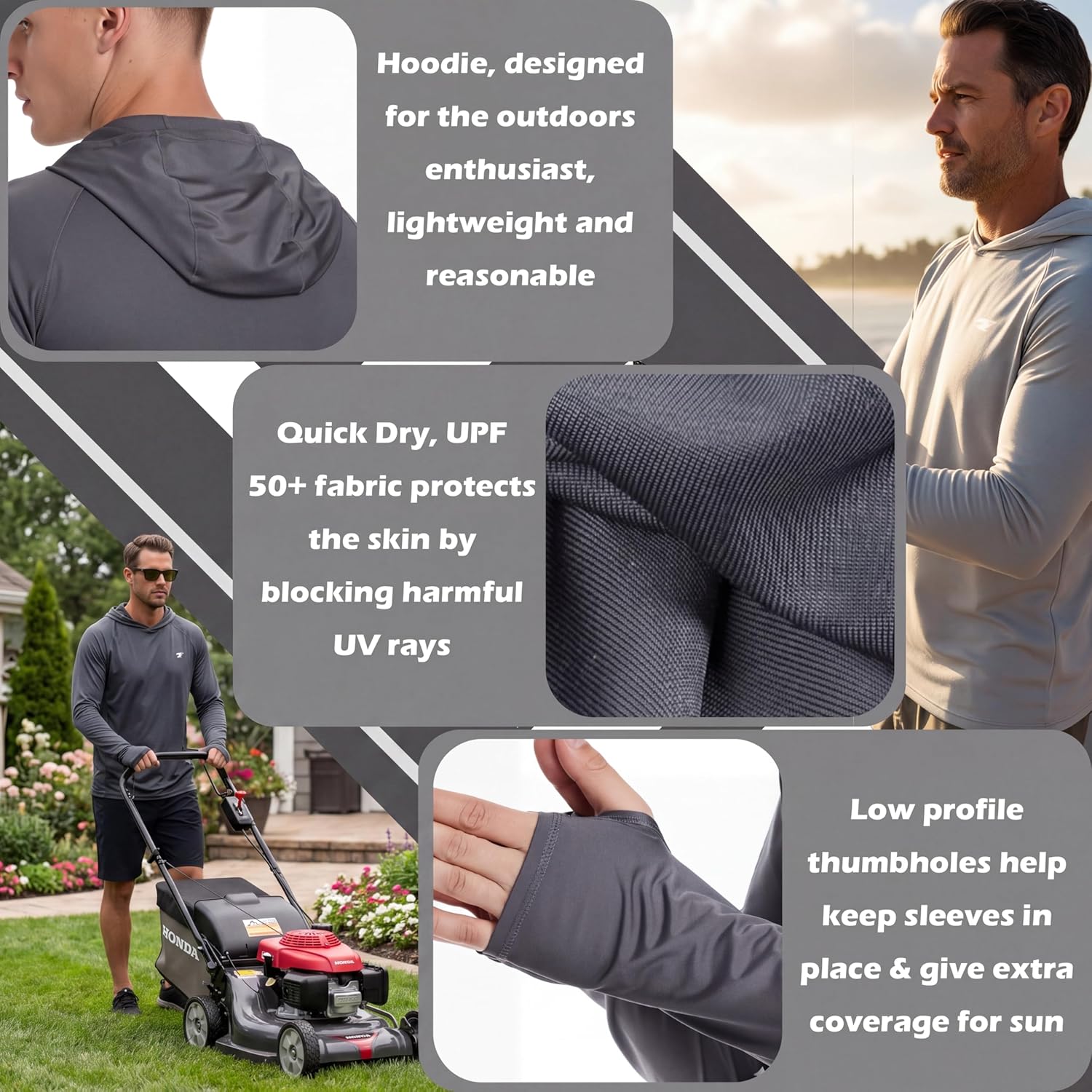 Thumbnail 4 de TELALEO 3-Pack Men’s UPF 50+ Sun Protection Lightweight Hoodie