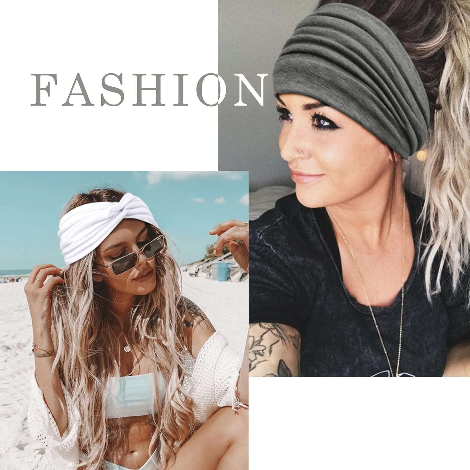 Thumbnail 2 de Haarband Damen Boho Stirnbänder – 4er-Set aus weichem Polyester, breites Turban-Stirnband (14×25 cm) – elastisch, bequem und vielseitig