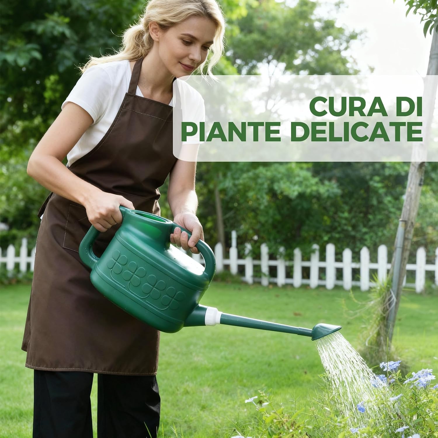 Detalle de Bamworld Annaffiatoio per Piante da Interno 2 Galloni: Beccuccio Lungo, Antigoccia e Design Ergonomico