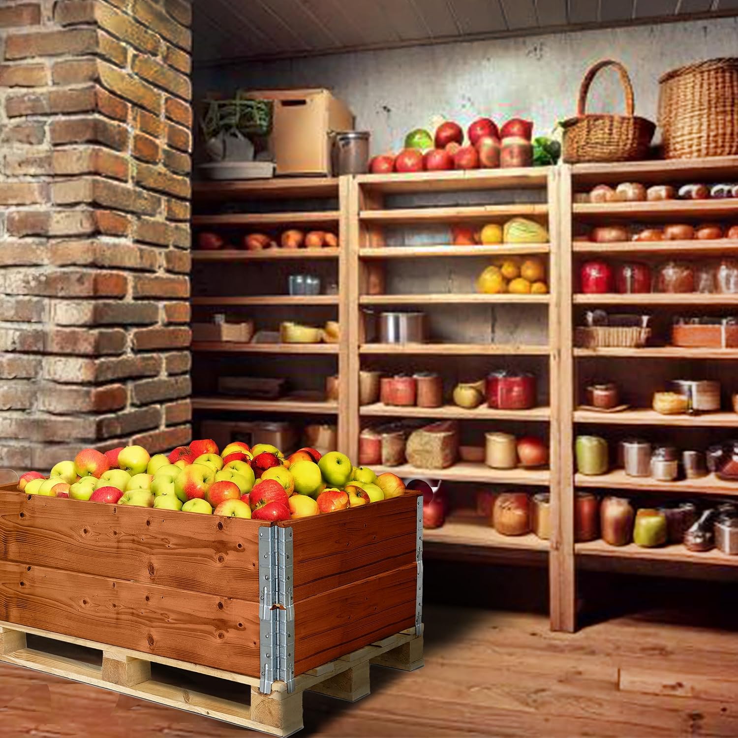 Thumbnail 5 de Garronda Telaio aggiuntivo in legno per pallet – Cassa di stoccaggio in legno Marrone 2 pezzi GD-0096