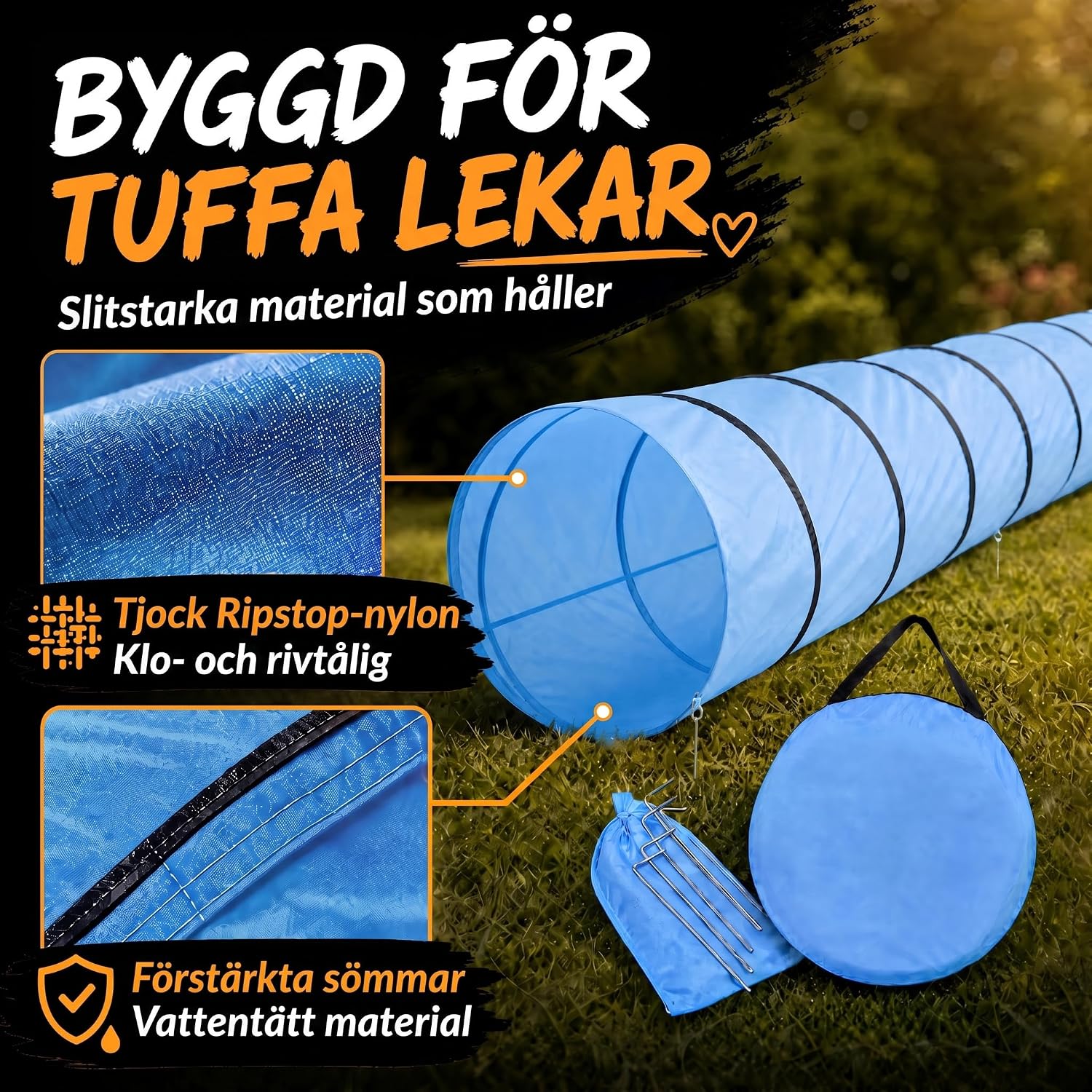 Thumbnail 2 de GOODS+GADGETS Agilitytunnel för hund, 500 x 60 cm, böjbar nylon