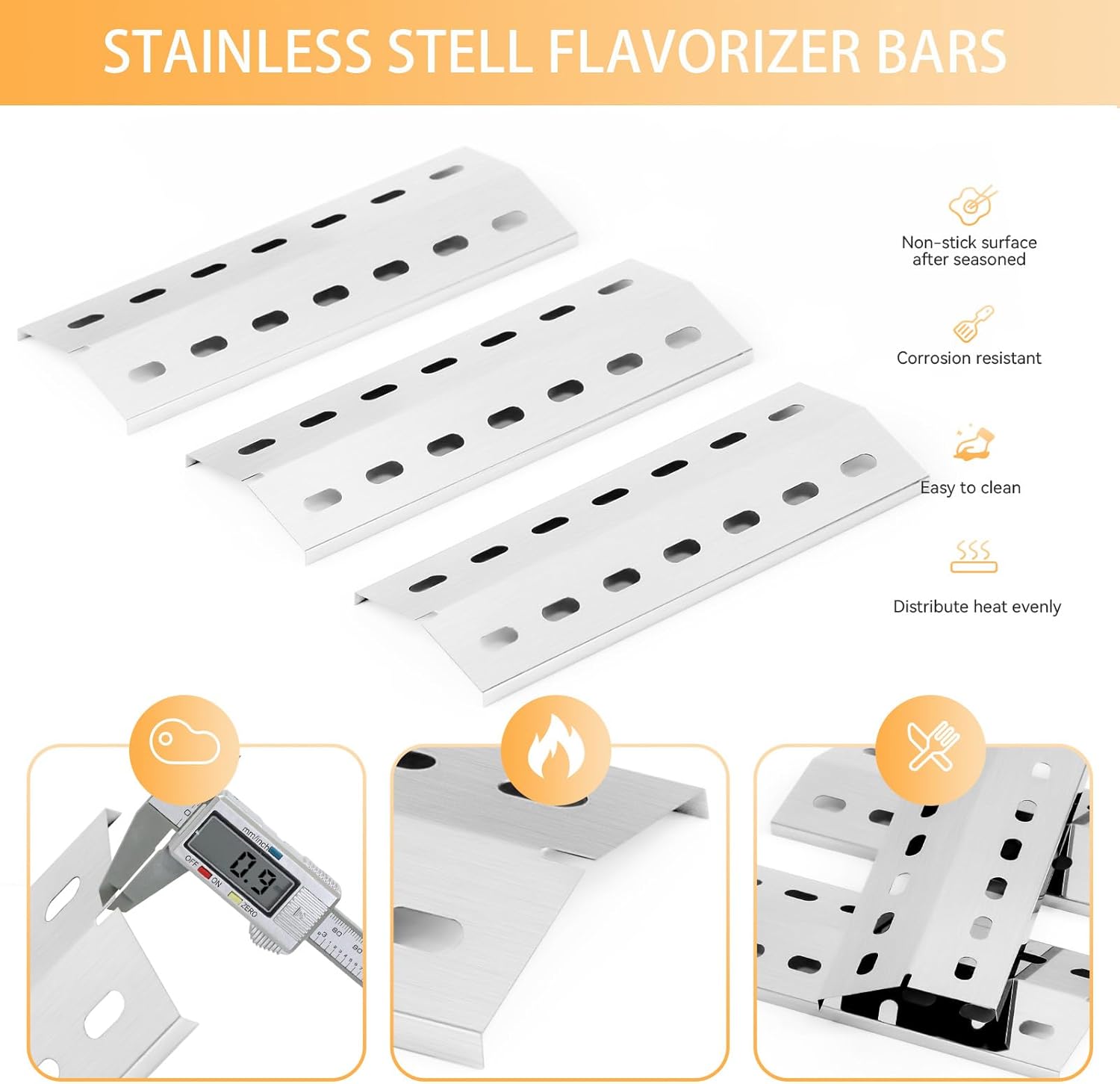 Thumbnail 2 de FIRXZYMZ Brennerabdeckung aus Edelstahl 33,5 x 12 cm für Enders San Diego (3 Stück) Ersatzteile