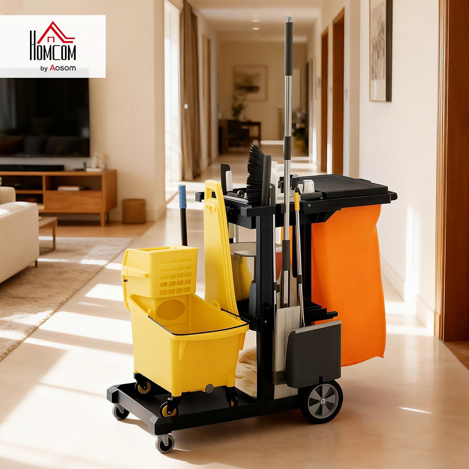 Detalle 2 de HOMCOM Janitorial Cart, 3-Tier