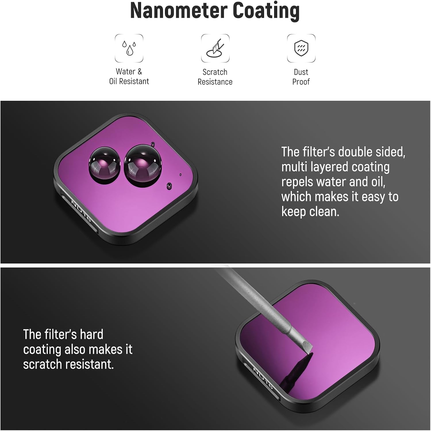 Thumbnail 5 de NEEWER ND Filter Set for GoPro Hero 13–9 (4 Pack: ND8, ND16, ND32, CPL) with Protective Case