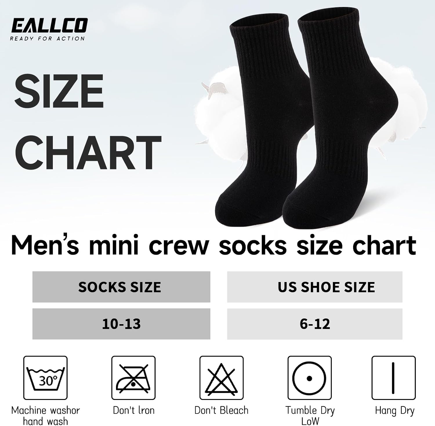 Detalle 2 de eallco Men's Quarter Socks Cotton