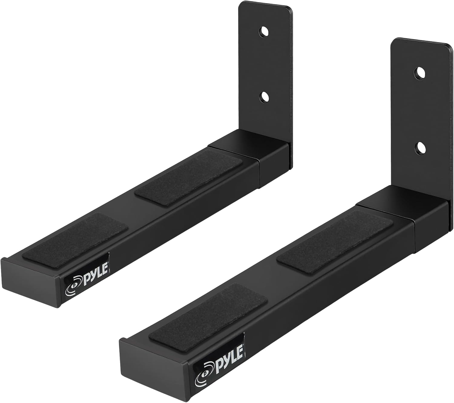 Detalle de Pyle Adjustable Speaker Wall Mount Brackets — 2 Pack with Extendable Steel Arms (110 lbs) for Center Channel, Soundbars, and Various Speakers