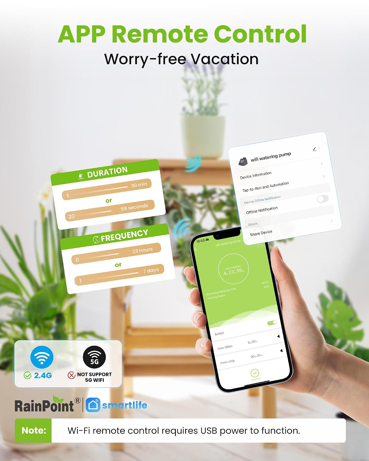 Detalle 2 de RAINPOINT WiFi Automatic Watering System for 10 Potted Plants