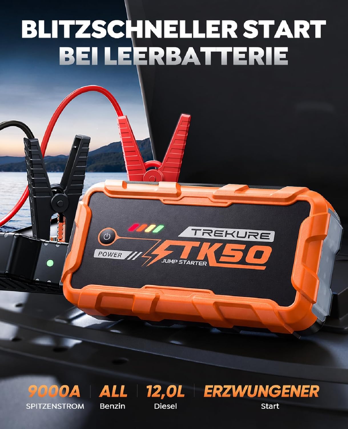 Detalle de Starthilfe Powerbank 9000A für PKW – All Gas/12,0L Diesel