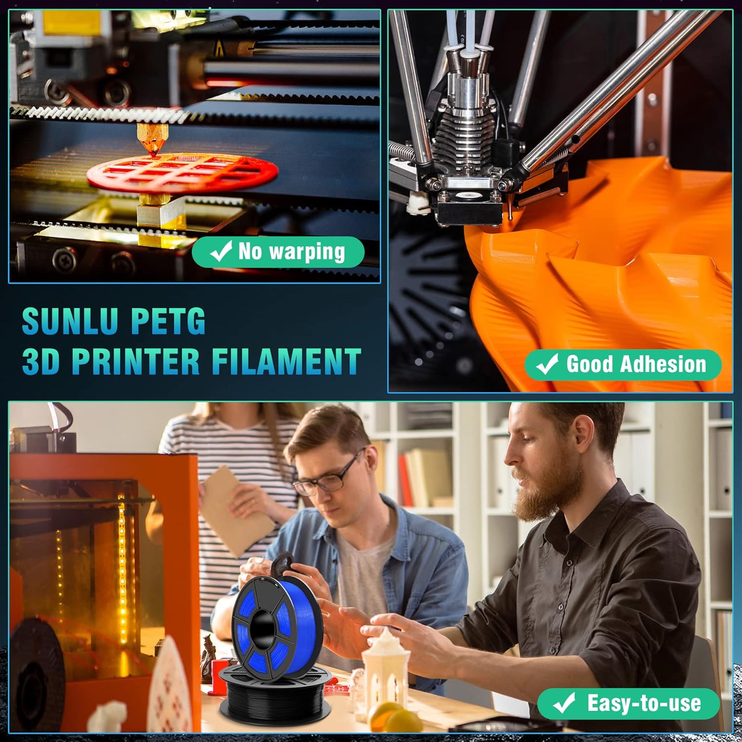 Detalle 2 de SUNLU PETG 1.75 mm 1kg spool PETG filament