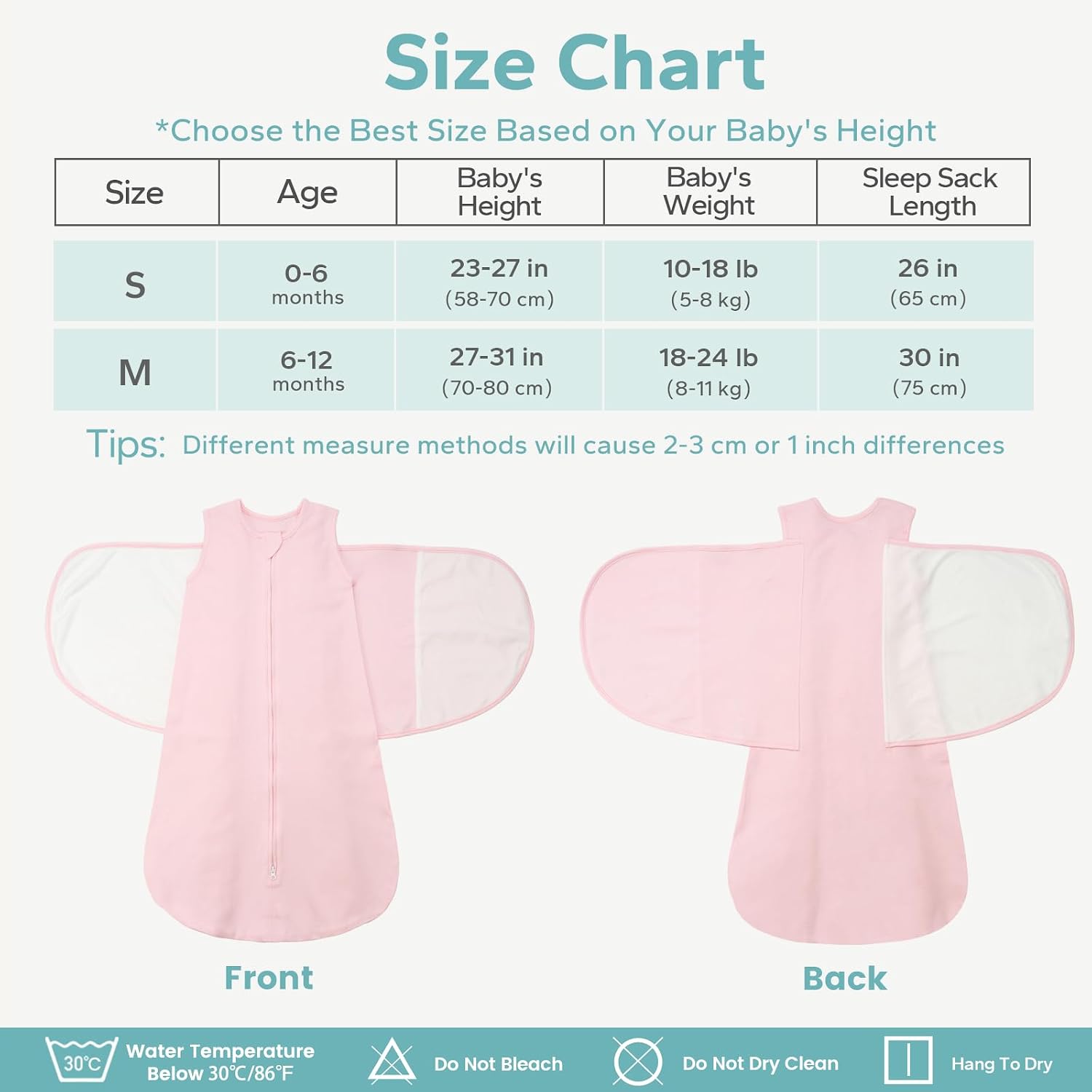 Detalle de Neugeborene Baby Schlafsack 1 Tog – Sommerschlafsack und Swaddle aus 100% Baumwolle (0–12 Monate)