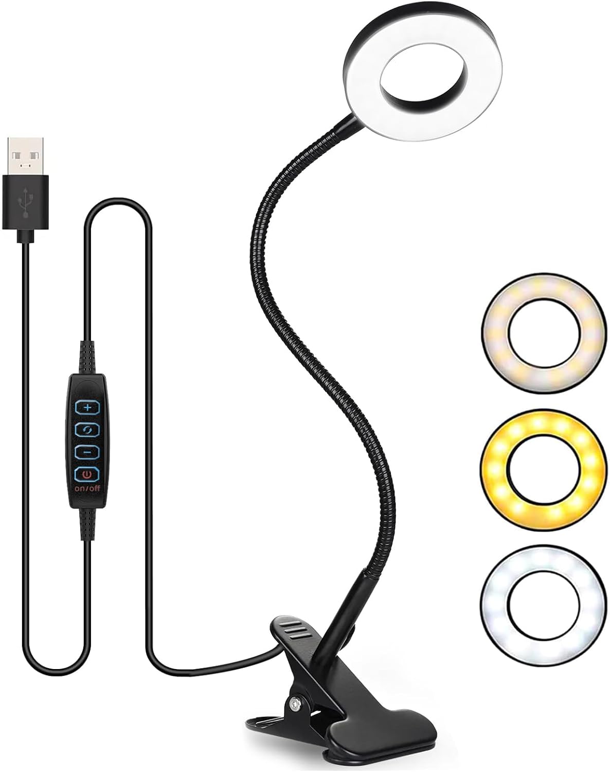 Detalle de Woobroo Desk Lamp Clip On Clamp Light with 3 Modes, 10 Dimmable Levels and Eye-Caring Soft Light