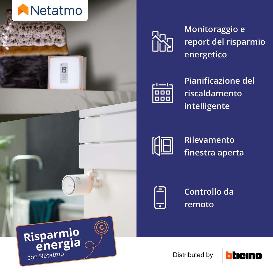 Thumbnail 4 de Netatmo Smart Thermostat Pack + 3 teste termostatiche connesse Wi‑Fi (NBU-NTH-NAV-EU): controllo da app per riscaldamento individuale
