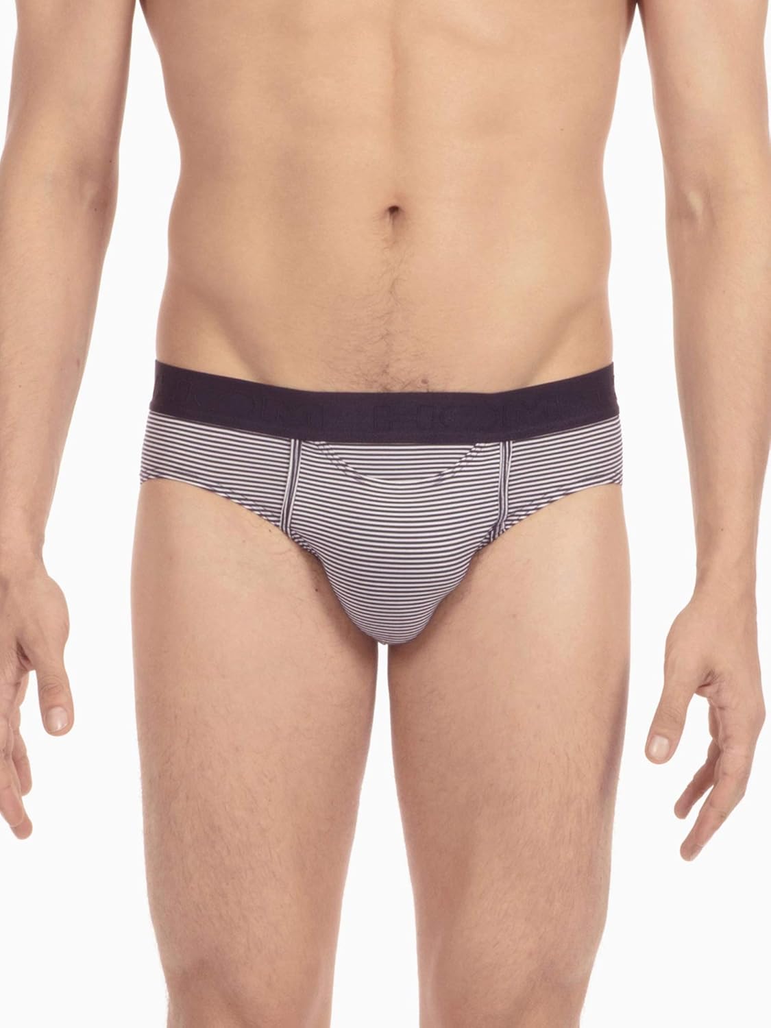 Thumbnail 1 de HOM Slip HO1 Simon (Noir) – Slip rayé en micro modal, ouverture horizontale