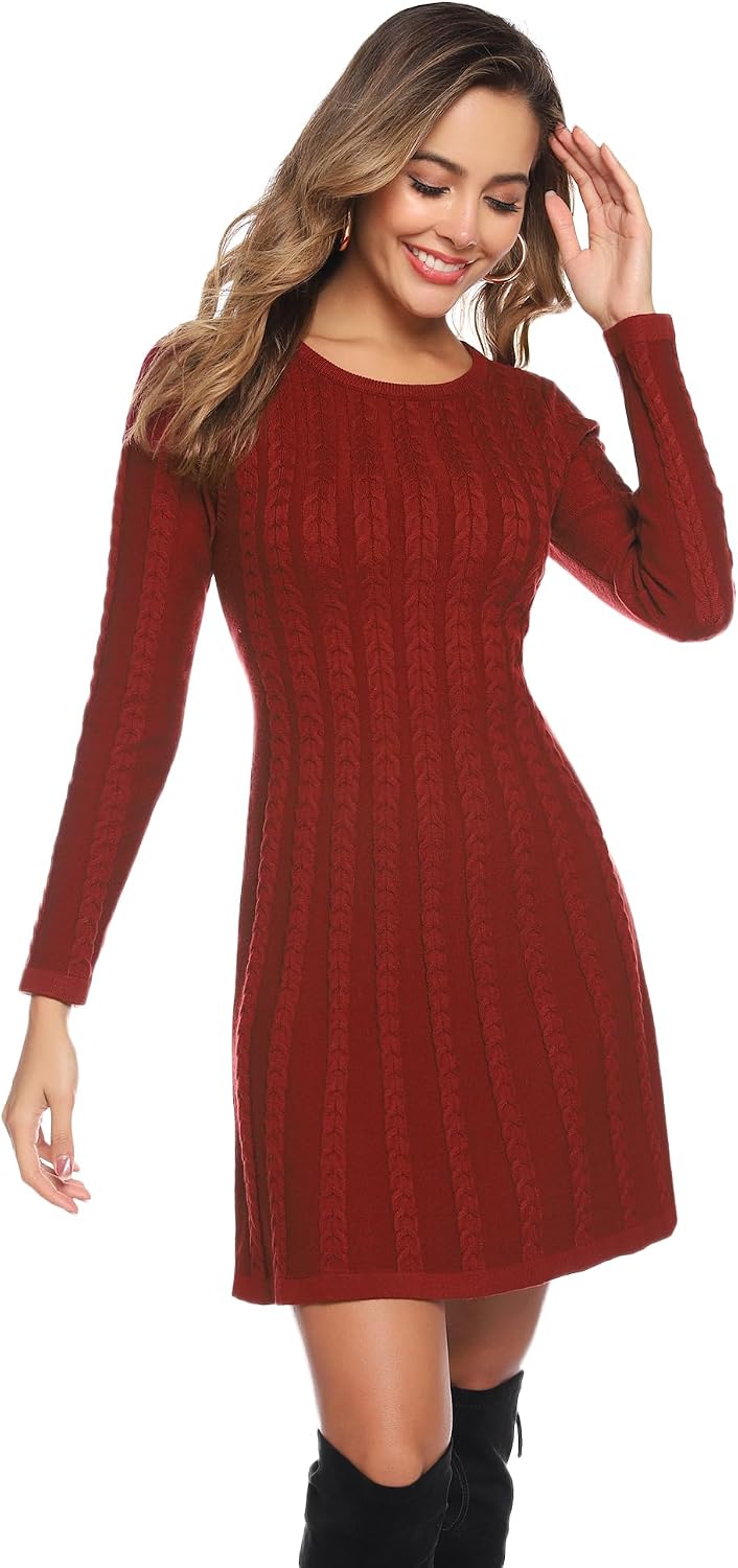 Detalle 2 de Gyabnw Damen Rollkragen Strickkleid Winterkleid Elegant Midikleid