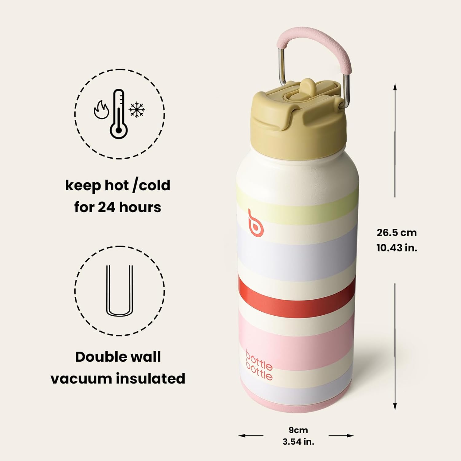 Thumbnail 4 de BOTTLE BOTTLE Edelstahl Trinkflasche 1 L mit Strohhalm – Auslaufsicher, doppelt isoliert, inklusive Pillenfach