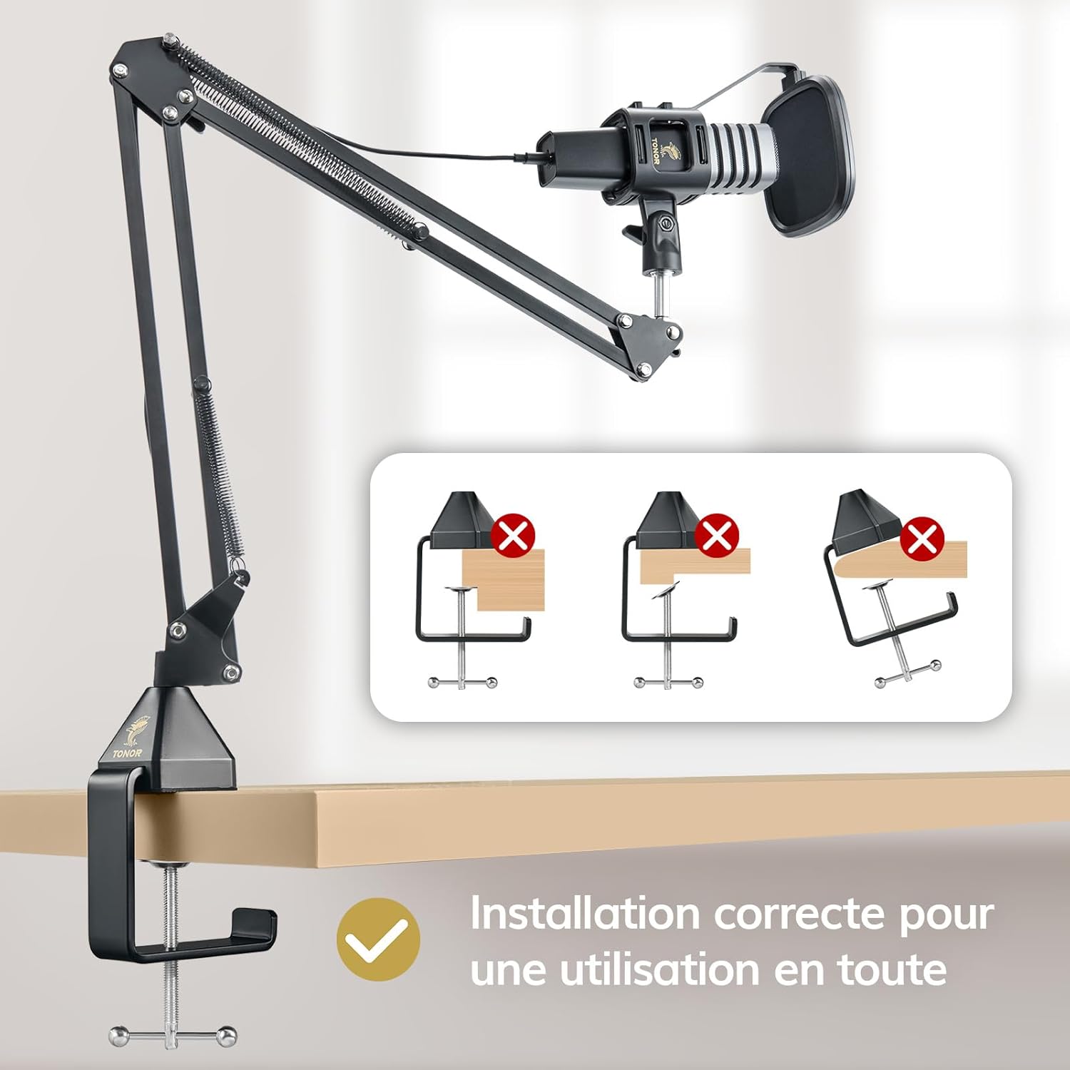 Detalle 2 de TONOR TC30+ micro PC USB à condensateur avec support de bras pour streaming, podcasts et voix off
