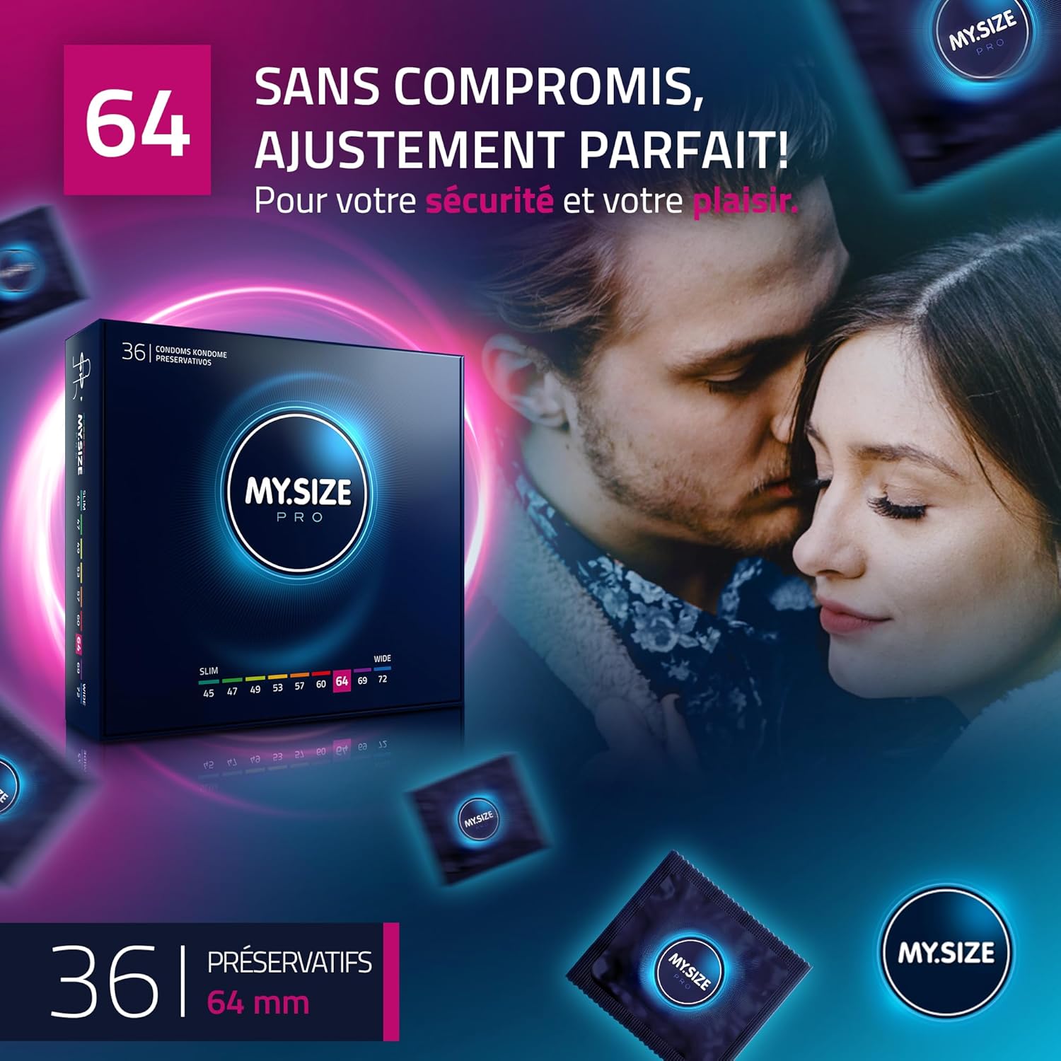 Thumbnail 1 de MY.SIZE PRO 36 ÉLITE — Préservatif en latex Vytex 64 mm (taille 6, XXL), 36 unités