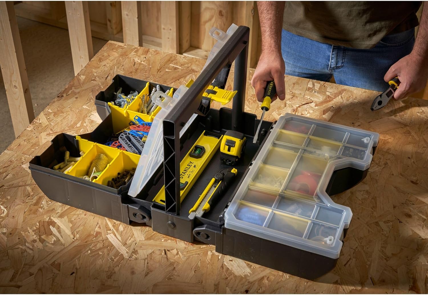 Detalle de STANLEY STST1-71963 doppio organizer per valigetta, organizer 3-in-1 con divisori mobili