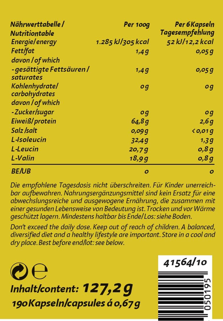 Detalle de Peeroton BCAA-Kapseln 190 Stück für Regeneration 💊