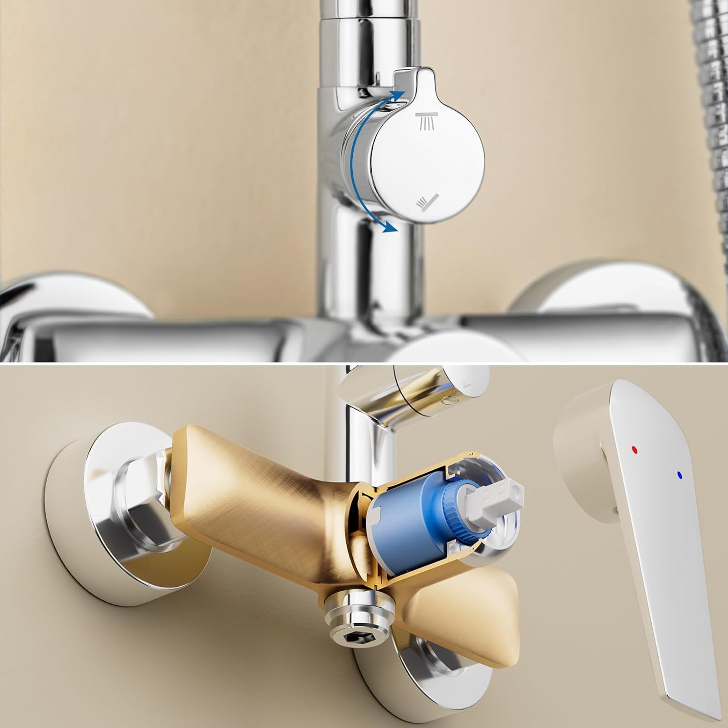 Thumbnail 2 de Auralum Colonna Doccia con Miscelatore: sistema saliscendi in acciaio inox, 3 funzioni e soffione da 25 cm