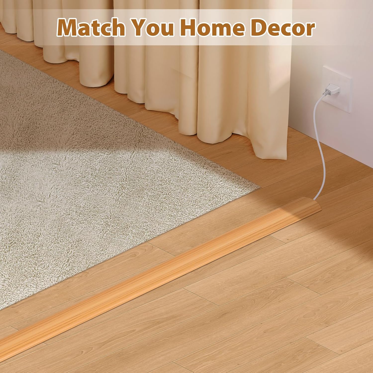 Detalle de 2m Wood Grain Floor Cable Cover: Self-Adhesive, 2M x 50mm Cable Tidy Protector