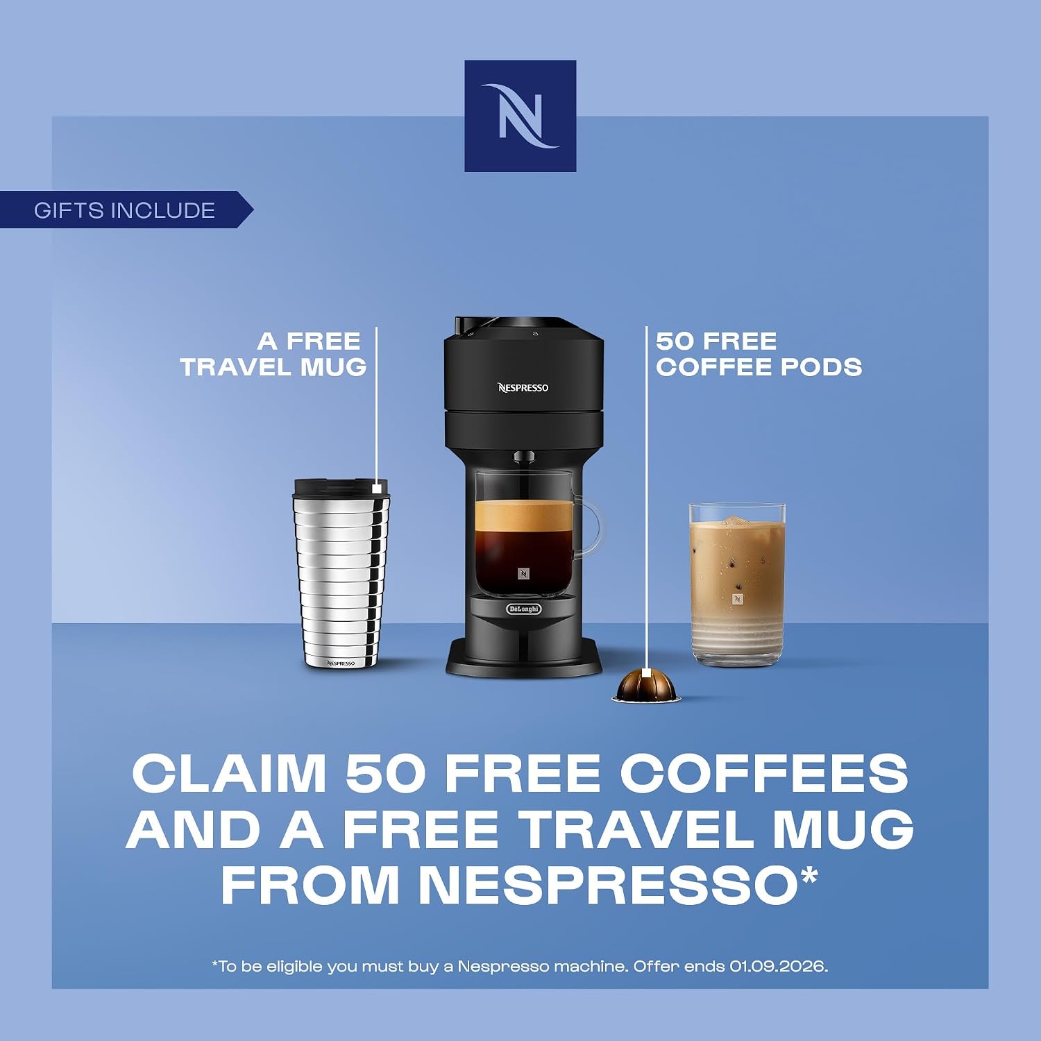 Detalle 2 de De'Longhi Nespresso Vertuo Next 6-size coffee machine