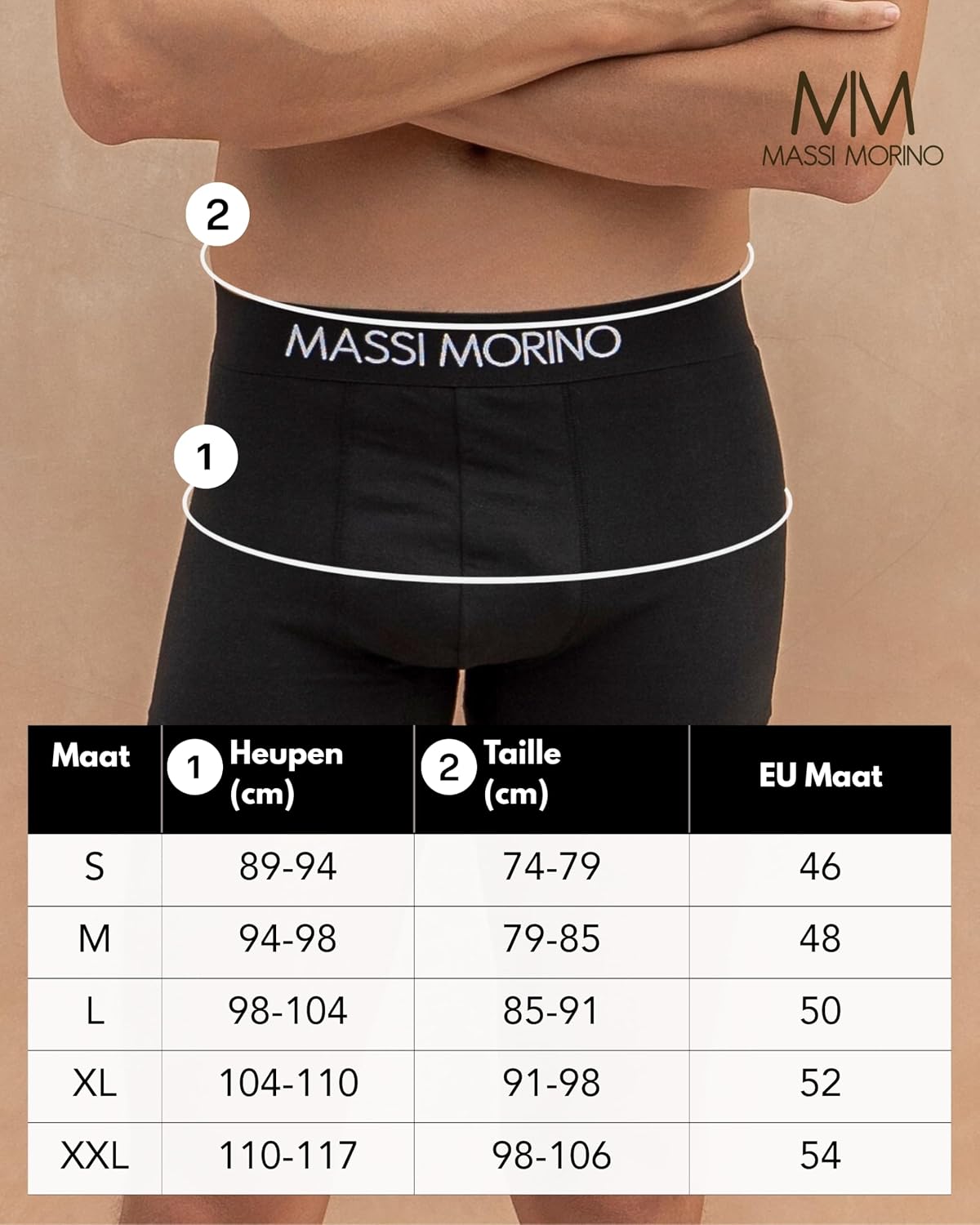 Thumbnail 6 de Massi Morino katoenen herenboxershorts, zwart, 95% katoen, brede tailleband