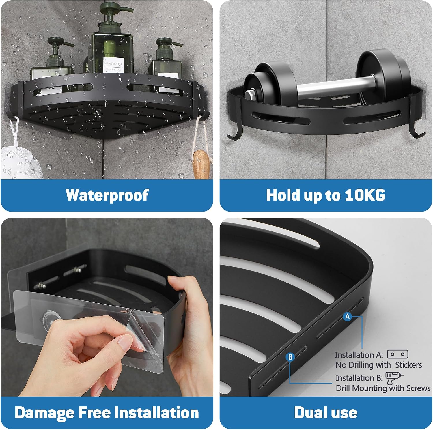 Detalle de GRICOL étagère de douche sans perçage 10 kg