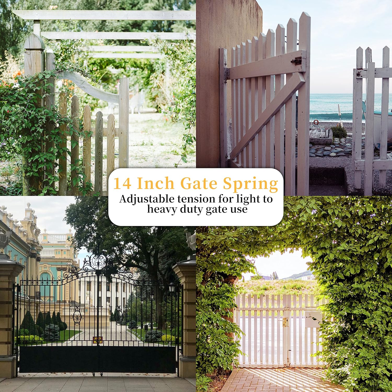 Detalle 2 de 14 Inch Self-Closing Gate Spring Hardware for Wooden Gates – Adjustable, Durable Black Gate Closer