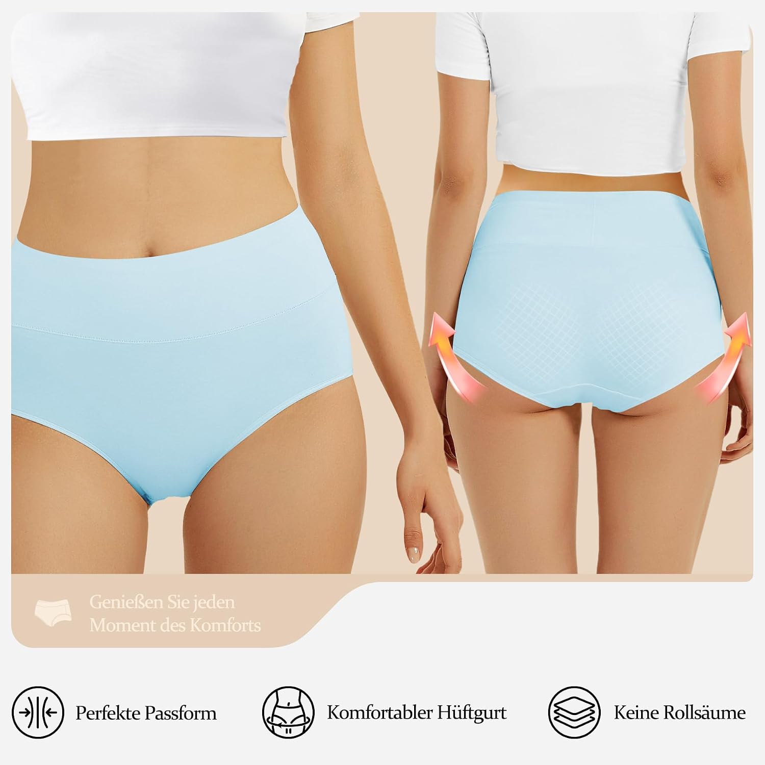 Detalle 2 de FALARY Damen-Unterhosen Hohe Taille 5er Pack