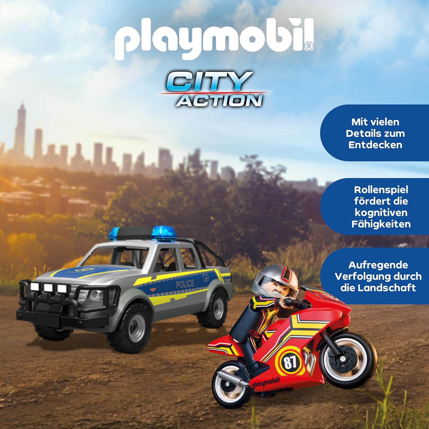 Thumbnail 2 de PLAYMOBIL Action Heroes: Verfolgungsjagd mit Polizei Pick-Up (71875)