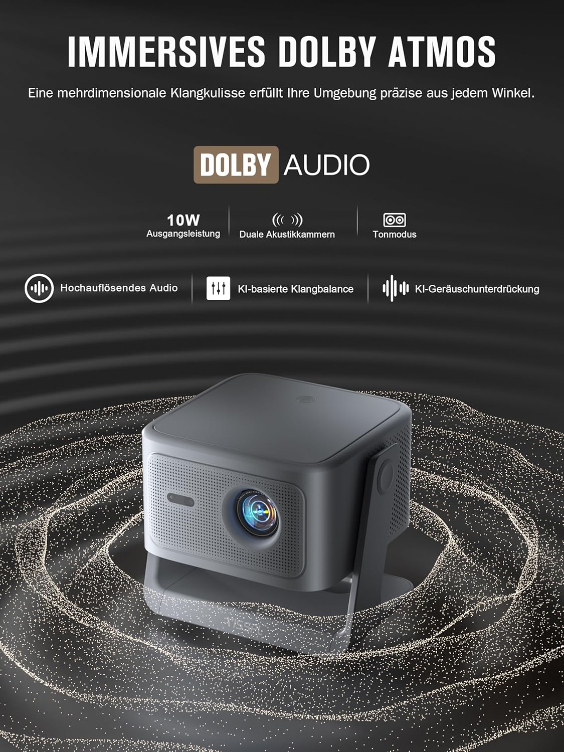 Thumbnail 4 de VISSPL Smart Beamer 4K Heimkino mit 30.000 Lumen, Dolby Atmos und 360° Standfuß – Outdoor & Indoor