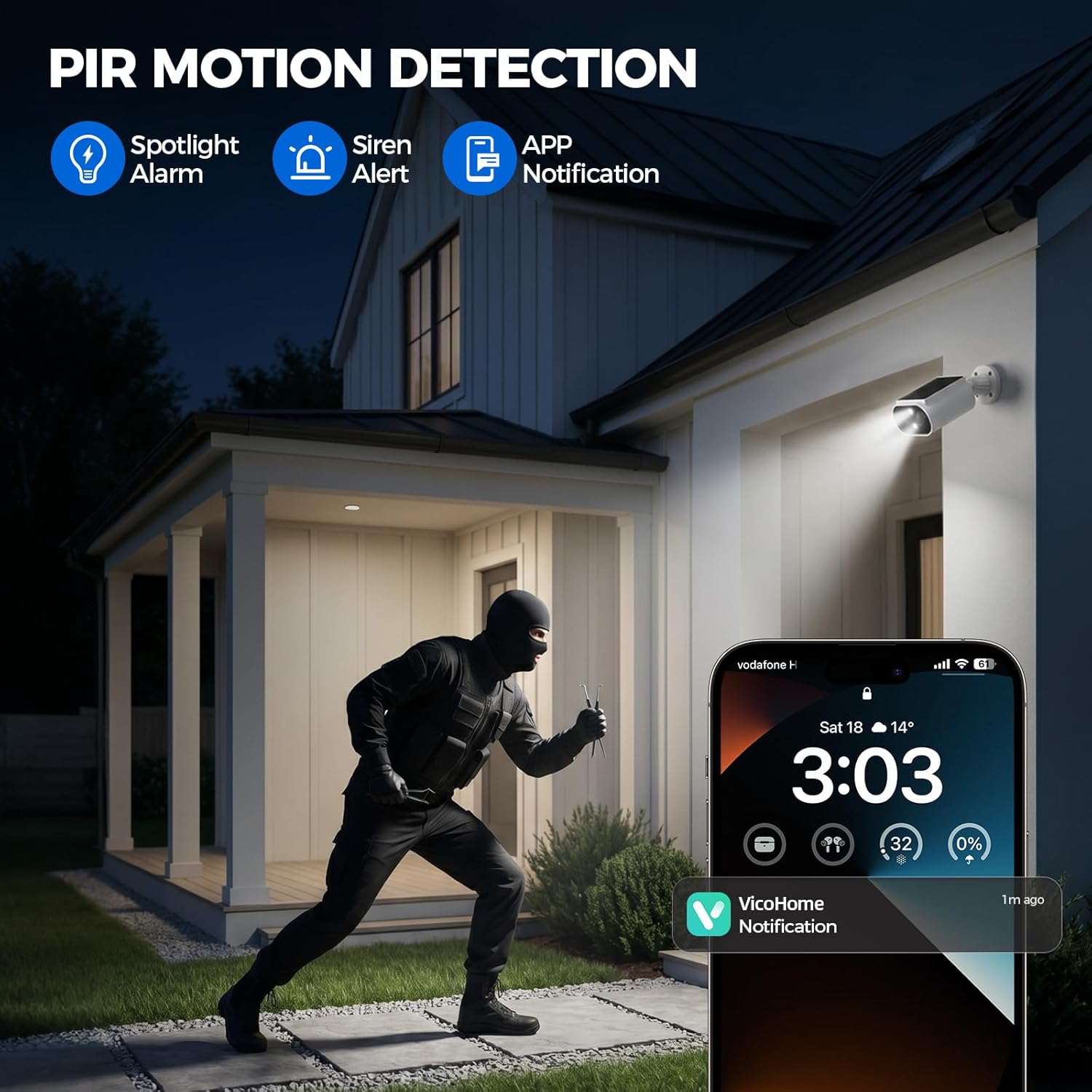 Thumbnail 2 de AlkiVision Solar Security Cameras Wireless Outdoor — 2K Color Night Vision, 360° View, AI Detection
