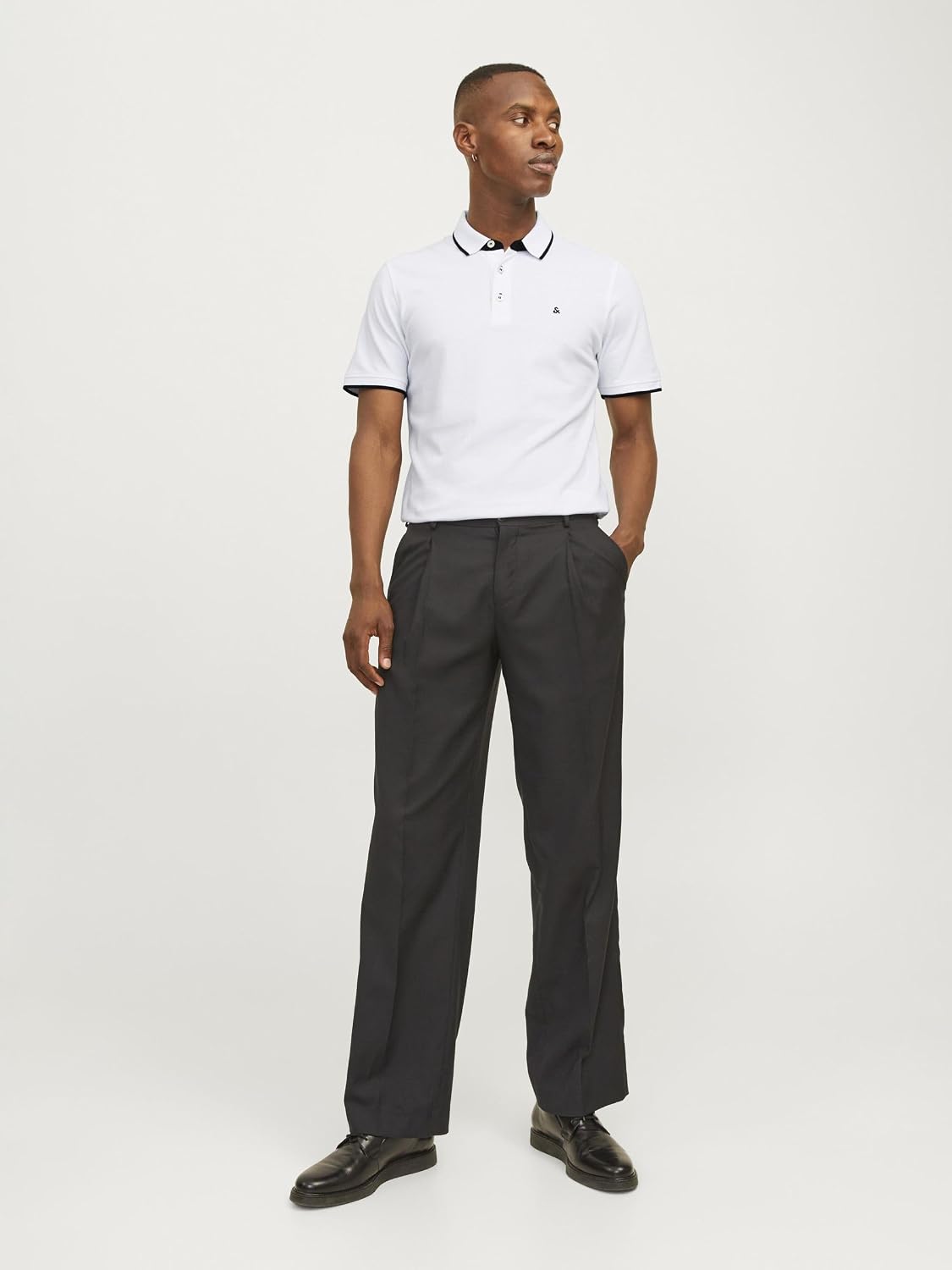 Detalle de JACK & JONES Jjepaulos Polo Slim Fit para hombre en blanco (White Detail)