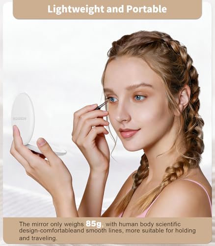Detalle de WOBSION Compact Mirror with Light, 1x/10x Magnifying Pocket Mirrors