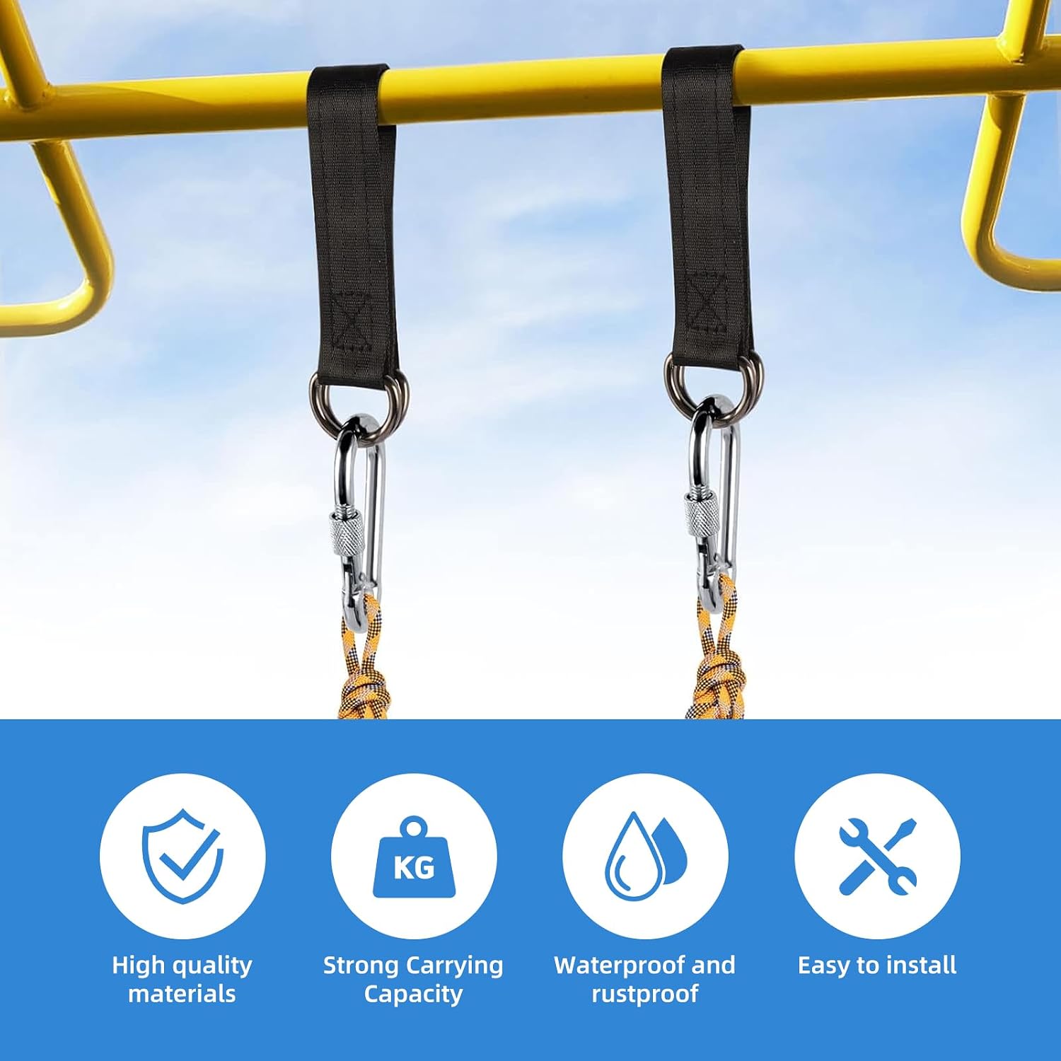 Detalle de Bahan alamy MYD-01478 bevestigingsset voor schommel en hangmat, 2 nylonbanden