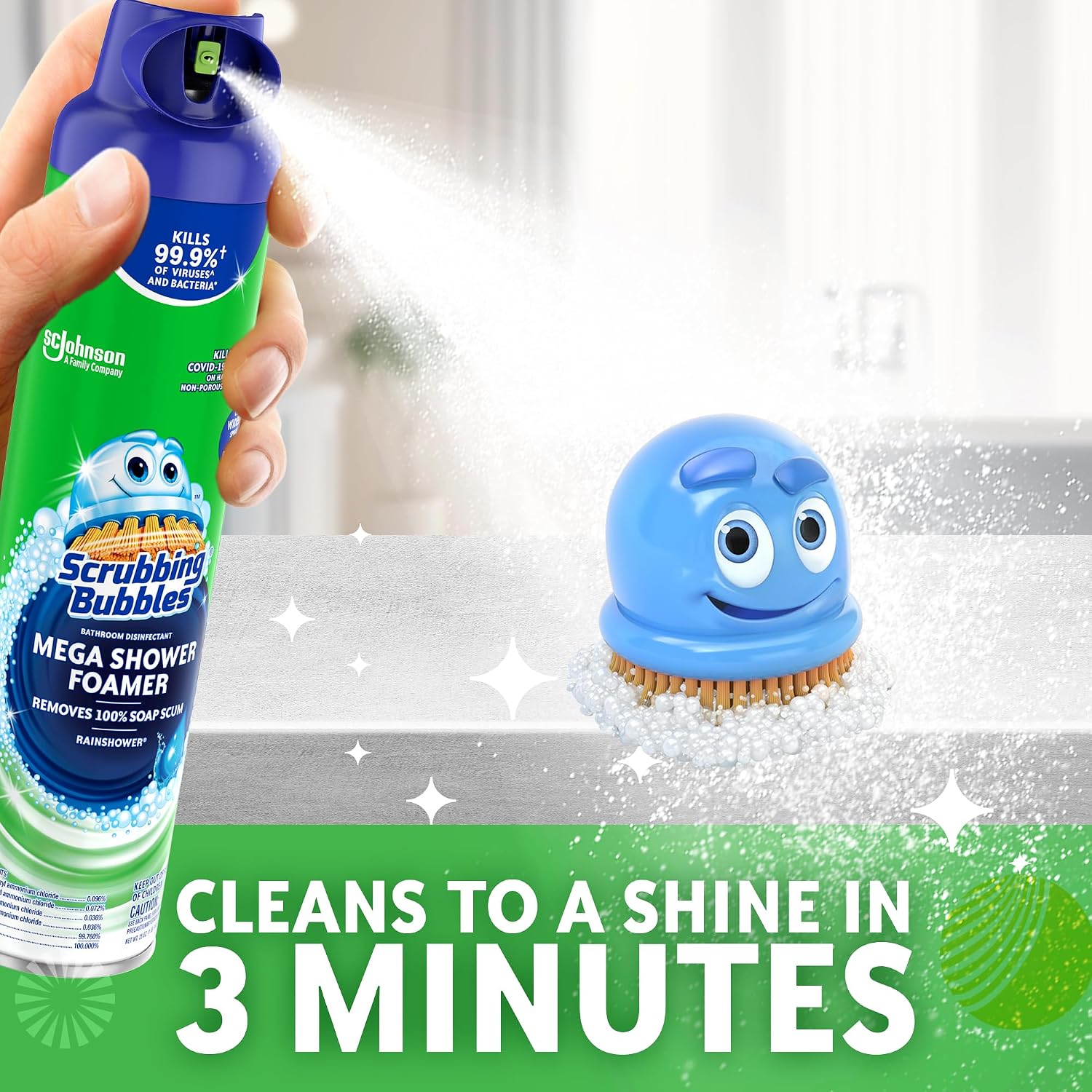 Detalle 2 de Scrubbing Bubbles Mega Bathroom Foam Cleaner with Rainshower Scent (2 x 20oz)