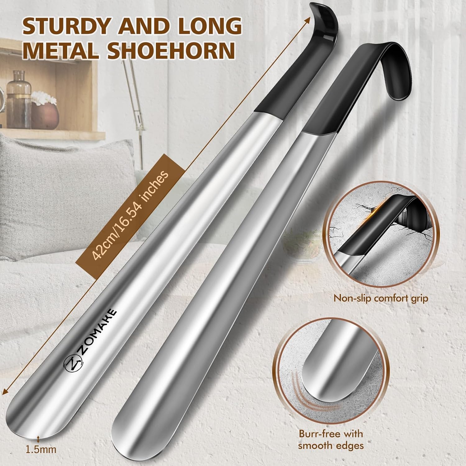 Thumbnail 2 de ZOMAKE metal shoe horn 42cm