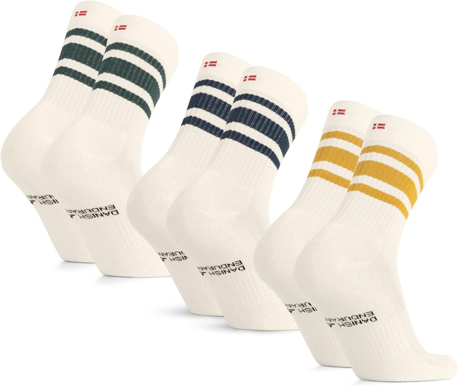 Thumbnail 6 de Danish Endurance Chaussettes de tennis et sport en coton rayées (lot de 3 ou 6) pour hommes et femmes