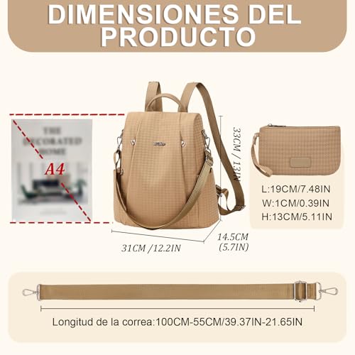 Detalle 1 de Mochila Eshow antirrobo para mujer, convertible en bandolera o bolso de mano
