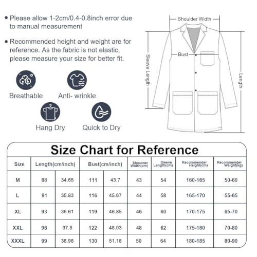 Detalle de AUYAO blouse de laboratoire XL blanche, manches longues, mélange polyester-coton