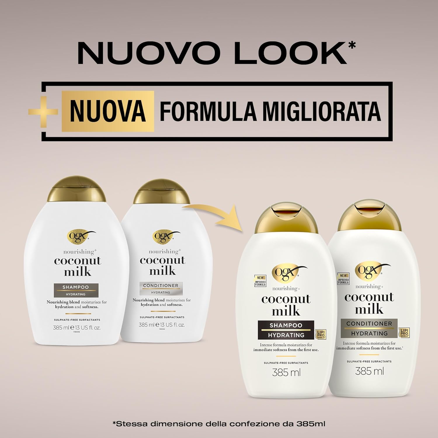 Thumbnail 1 de OGX Nourishing + Coconut Milk Conditioner: balsamo per capelli secchi con latte di cocco e proteine del latte (385 ml)
