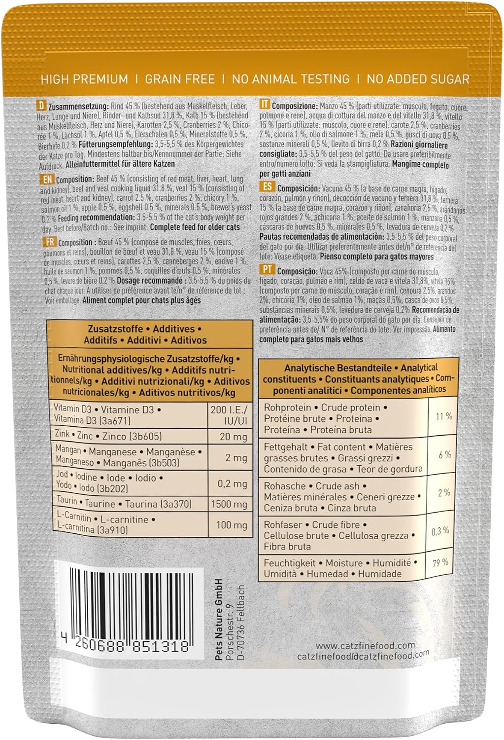 Thumbnail 1 de catz finefood Senior N°07 Rind & Kalb – Nassfutter für Senior-Katzen (16 x 85 g)