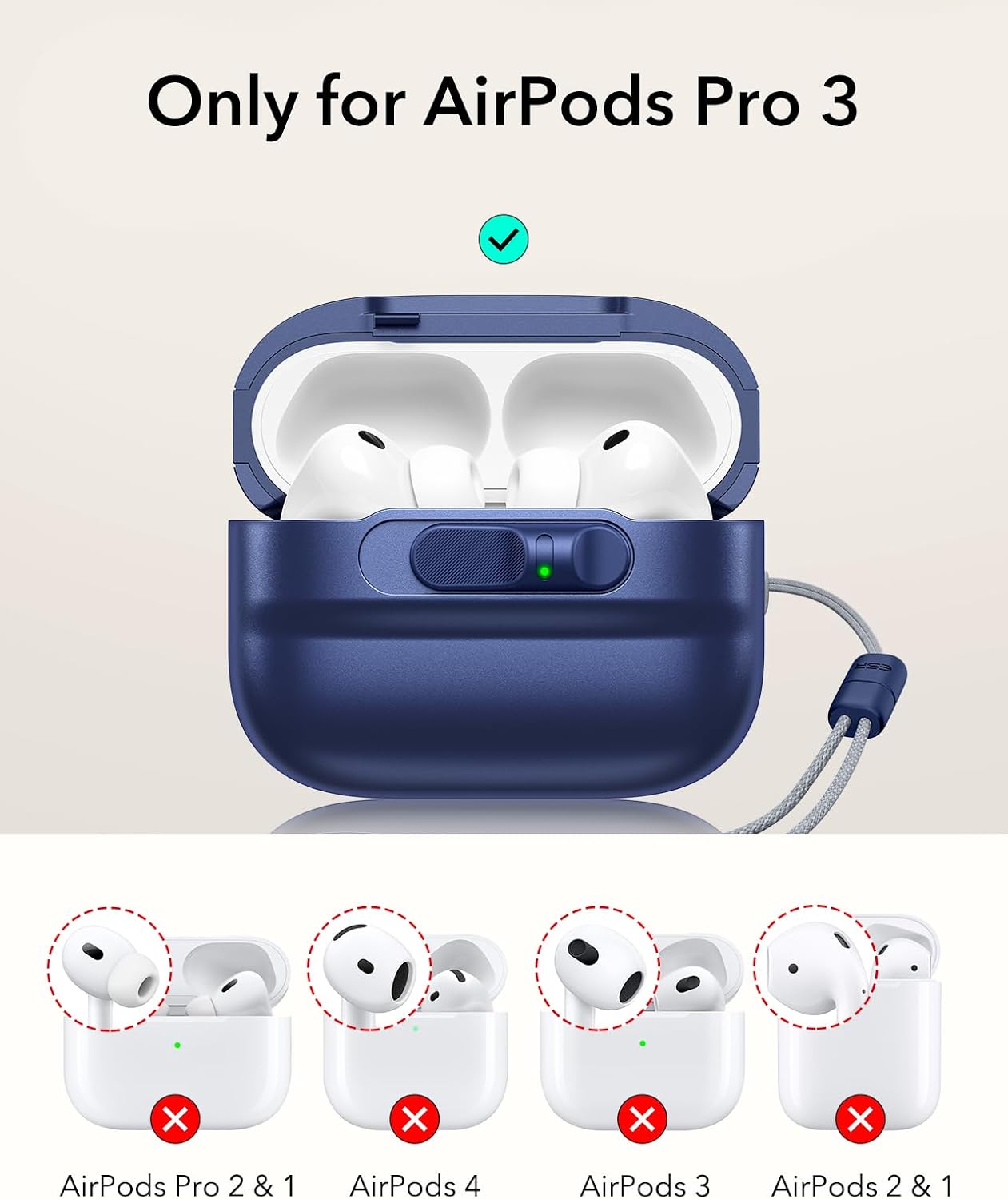 Detalle 2 de ESR Coque AirPods Pro 3 2025 compatible MagSafe — Bleu