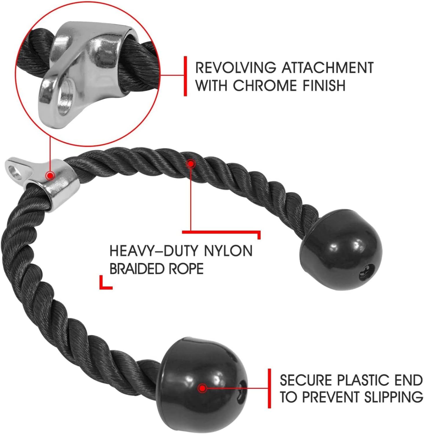 Detalle de Yes4All tricep rope cable attachment 2.5 cm