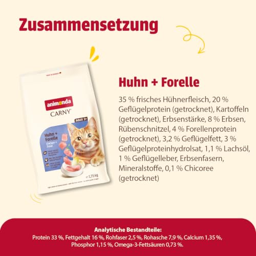 Thumbnail 3 de animonda Carny Adult Huhn + Forelle Trockenfutter für Katzen 1,75 kg