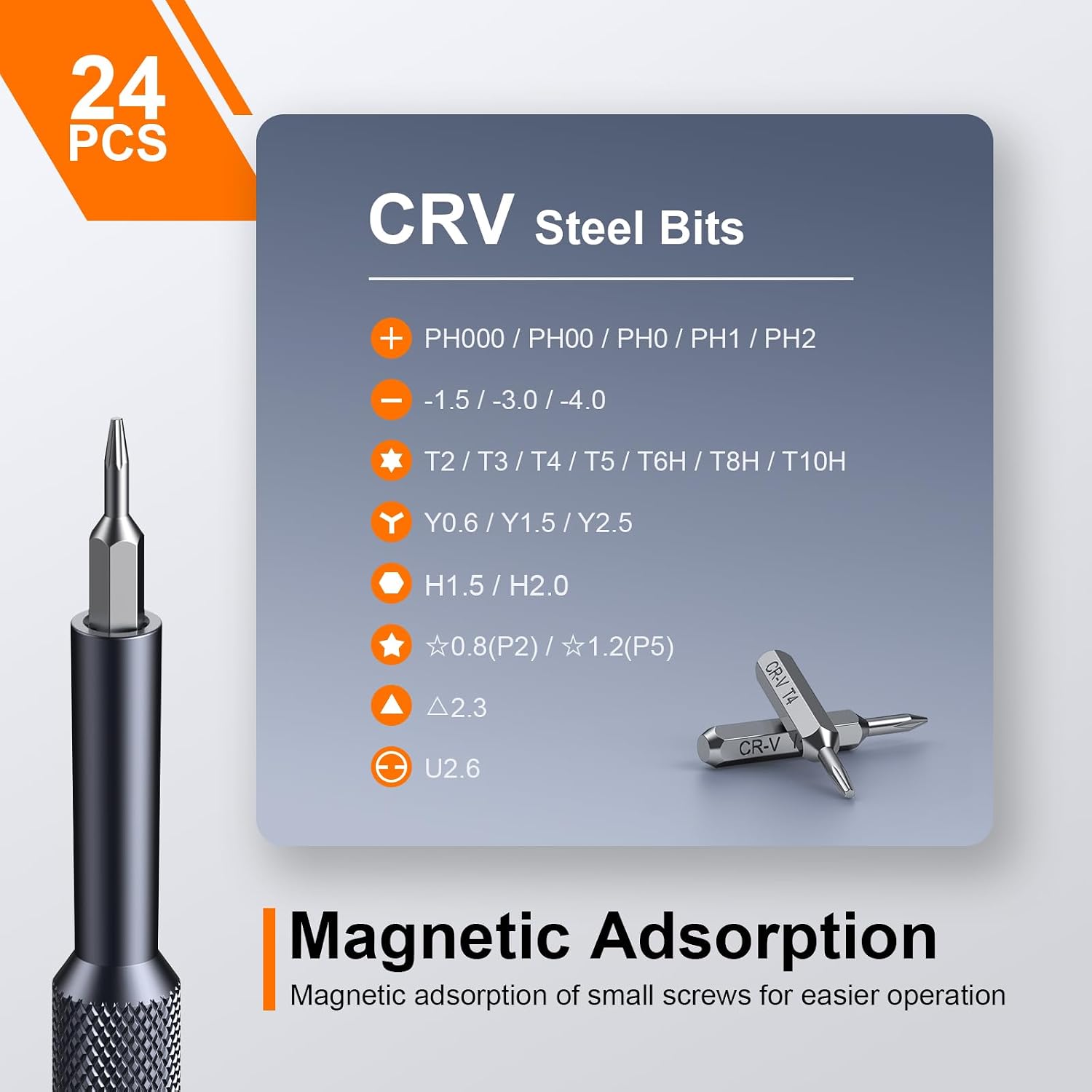 Detalle de JOREST AJJOJM0602ORDDER1 25-in-1 Precision Screwdriver Set with 24 Bits