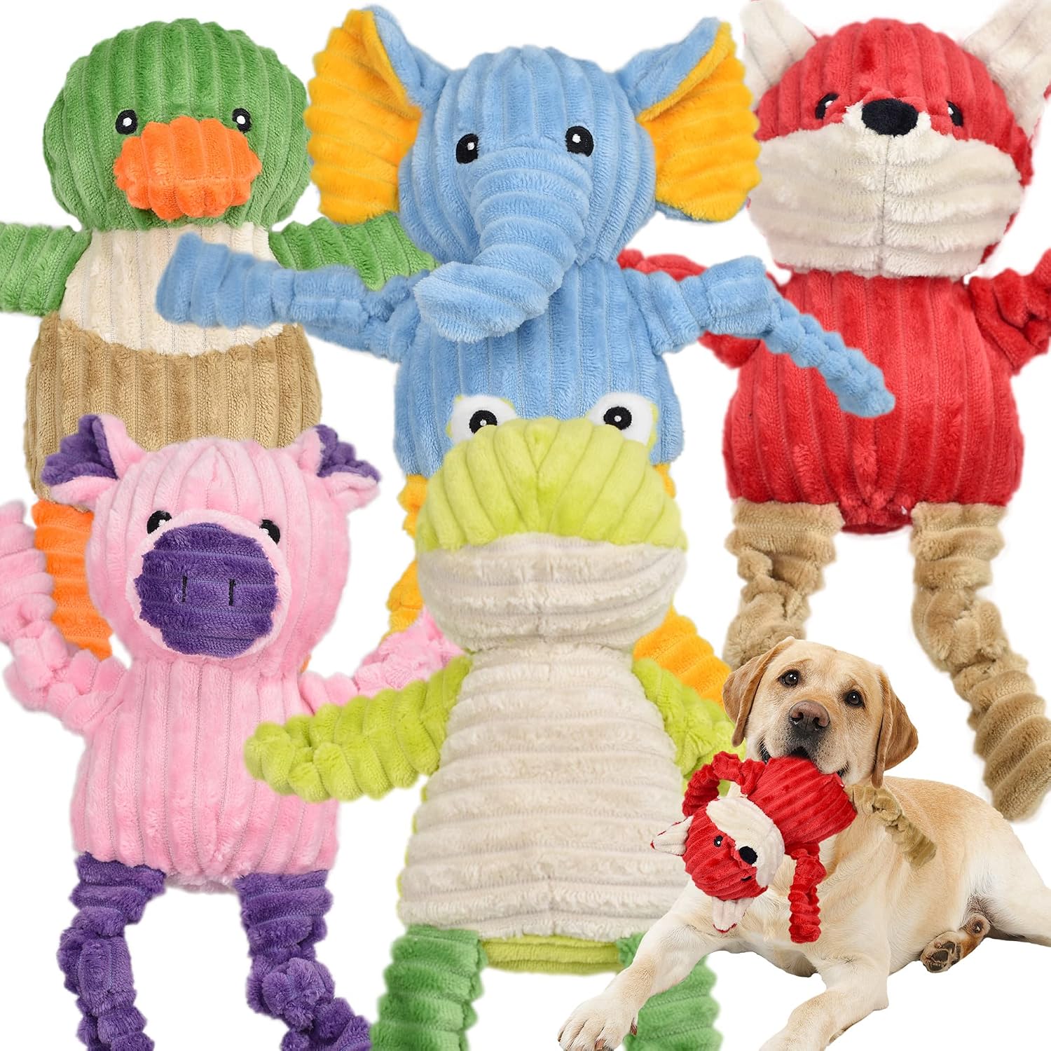 LECHONG 5-PACK Squeaky Dog Toys 5-pack
