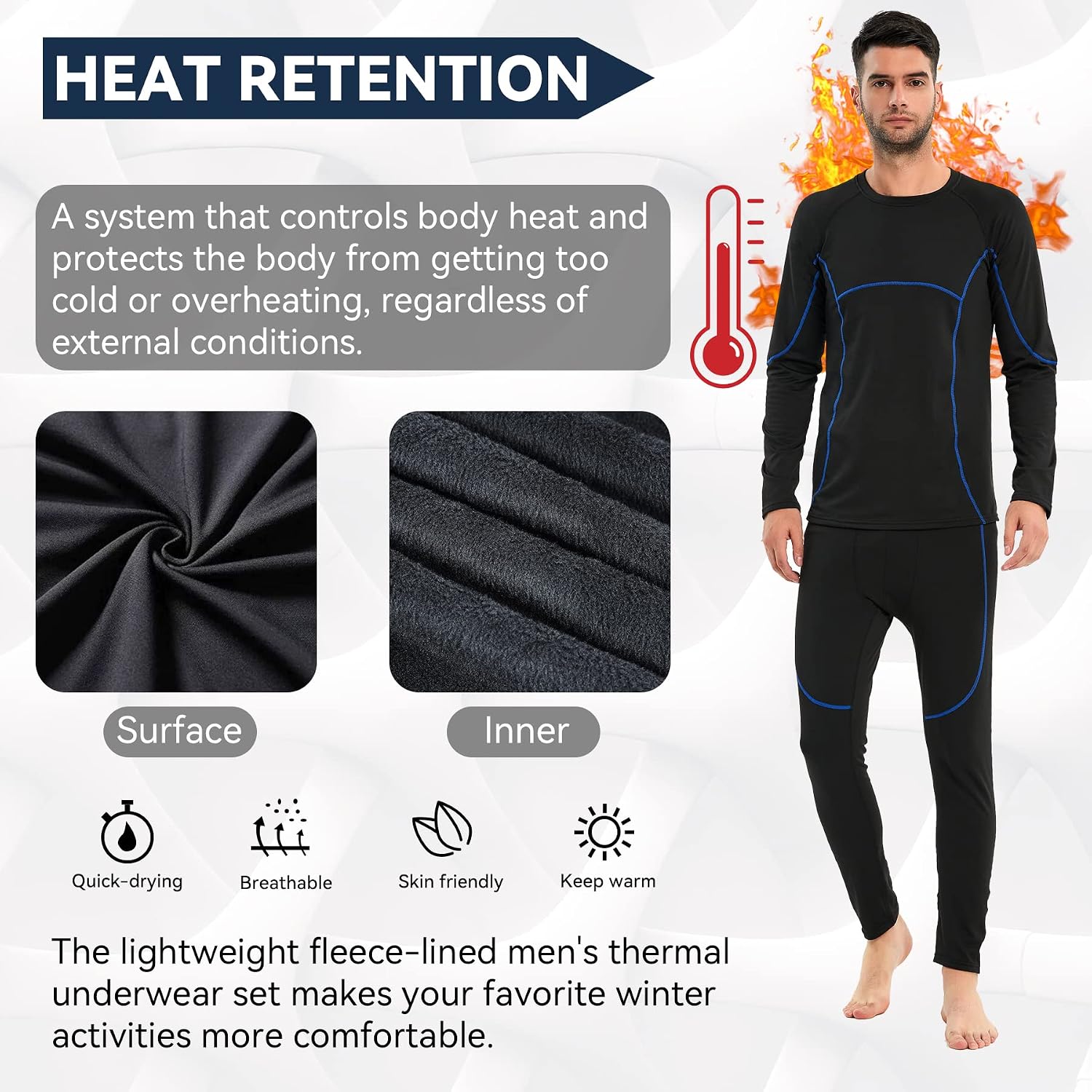 Detalle 2 de AMZSPORT Intimo Termico Uomo Set Maglia e Leggings